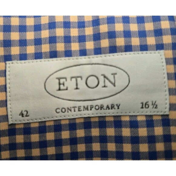 Eton Shirt Mens 42 16.5 Contemporary Checkered Long Sleeve Dress Office Business - Picture 4 of 8